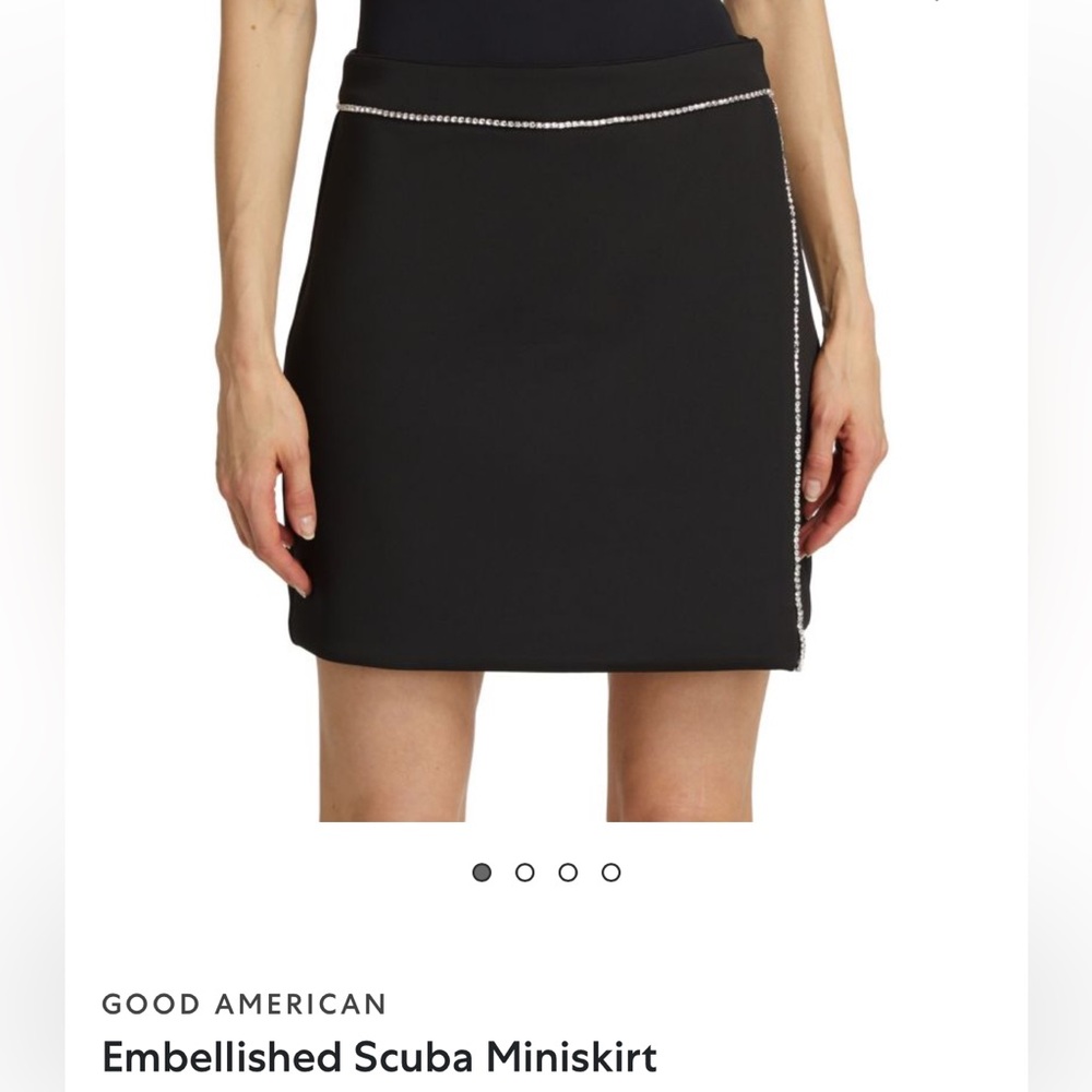Good American Elegant Black Skirt with Rhinestone Detailing